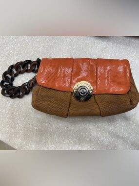 henri bendel Orange and Brown Mini Shoulder Bag with Chain